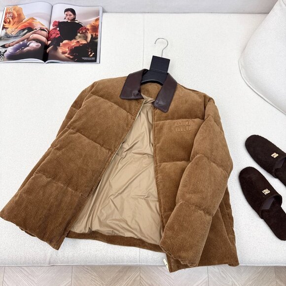 MIU MIU Fall/Winter Corduroy Leather - Collar Down Jacket, Trendy Design - Picture 6 of 8